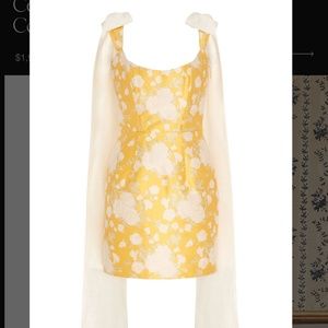 Markarian celestial yellow floral brocade corset mini dress